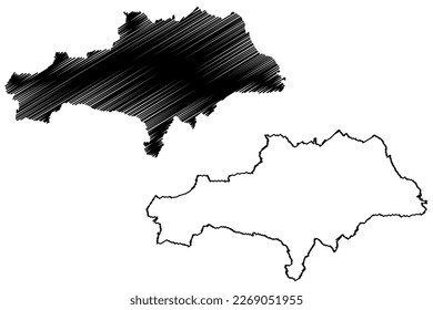 Metropolitan Borough of Barnsley (United Kingdom of Great Britain and Northern Ireland, Metropolitan and ceremonial county South Yorkshire, England) map vector illustration, scribble sketch map