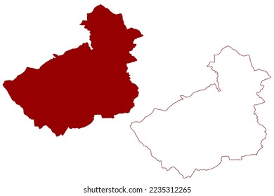 Metropolitan borough of Kirklees (United Kingdom of Great Britain and Northern Ireland, Metropolitan and ceremonial county West Yorkshire, England) map vector illustration, scribble sketch map