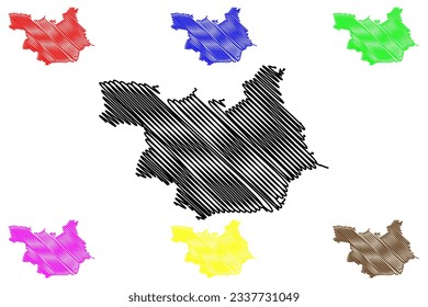 Metropolitan Borough of North Tyneside (United Kingdom of Great Britain and Northern Ireland, Metropolitan and ceremonial county Tyne and Wear, England) map vector illustration, scribble sketch map