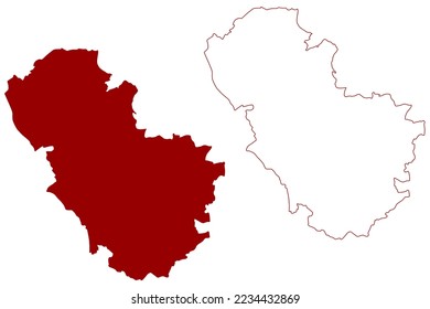 Metropolitan Borough of Rotherham (United Kingdom of Great Britain and Northern Ireland, Metropolitan and ceremonial county South Yorkshire, England) map vector illustration, scribble sketch map