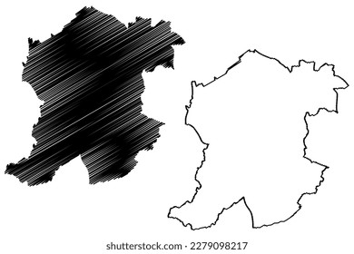 Metropolitan borough of Sandwell (United Kingdom of Great Britain and Northern Ireland, Metropolitan and ceremonial county West Midlands, England) map vector illustration, scribble sketch map