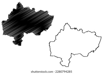 Metropolitan Borough of Stockport (United Kingdom of Great Britain and Northern Ireland, Metropolitan and ceremonial county Greater Manchester, England) map vector illustration, scribble sketch map