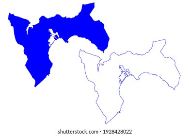 Metropolitan City of Cagliari (Italy, Italian Republic, Sardinia region) map vector illustration, scribble sketch Province of Cagliari map