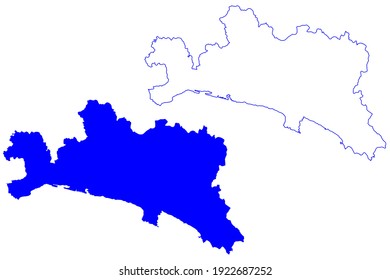 Metropolitan City of Genoa (Italy, Italian Republic, Liguria region) map vector illustration, scribble sketch Province of Genoa map