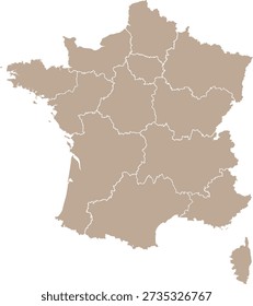 Metropolitan France Map with regions Vector Illustration