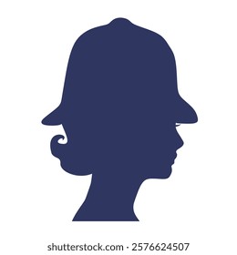 Metropolitan policewoman face side view icon. Elegant silhouettes of a female head. Avatar profile sign