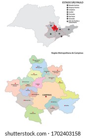 Metropolitan Region of Campinas administrative vector map