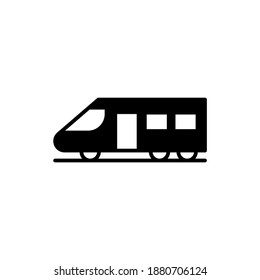 metropolitan subway train icon in solid black flat shape glyph icon, isolated on white background