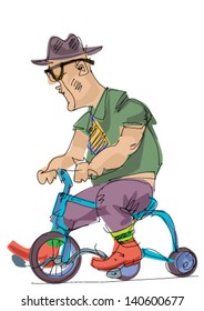 metrosexual person riding bicycle - cartoon