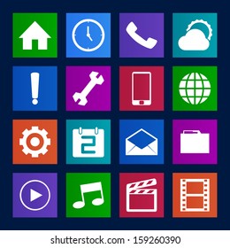 Metro-style collection  of mobile icons set.Vector EPS10