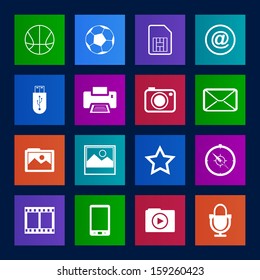 Metro-style collection  of mobile icons set.Vector EPS10
