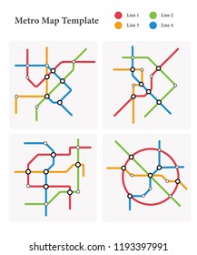 Metro/subway map design template, city transportation