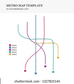 Metro/subway map design template, city transportation - Russia St. Petersburg City, scheme for underground road. Vector illustration