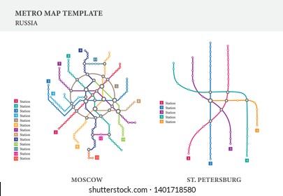 Design-Vorlage für U-Bahn/U-Bahn-Karten, Stadtverkehr - Russland Moskau 