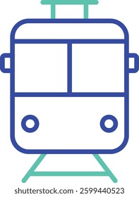 MetroTrain outline dual color vector illustration icon design
