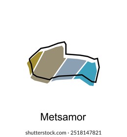 Vector del mapa de la ciudad de Metsamor, Plantilla estilizada del diseño del mapa del esquema, conveniente para su diseño, marca, y etc