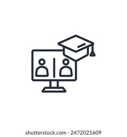 metting online icon. vector.Editable stroke.linear style sign for use web design,logo.Symbol illustration.