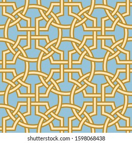 Mettlach or encaustic seamless tiles pattern in celtic knot style. Tileable vector background.