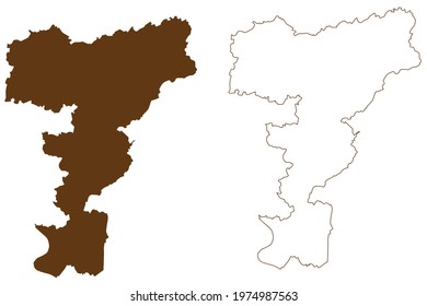 Mettmann district (Federal Republic of Germany, State of North Rhine-Westphalia, NRW, Dusseldorf region) map vector illustration, scribble sketch Mettmann map