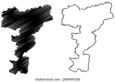 Mettmann district (Federal Republic of Germany, State of North Rhine-Westphalia, NRW, Dusseldorf region) map vector illustration, scribble sketch Mettmann map