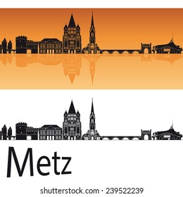 Metz skyline in orange background in editable vector file