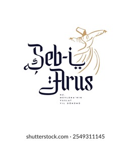 Mevlana Celaleddin-i Rumi, 17 Aralik 1273 Mevlana Haftasi Turquia Cônia, Şeb-i Arus. Tebrik Karti. Tradução: Mevlana Rumi Day, 2 de dezembro. Turbilhão Dervish Sufi Dança Religiosa.