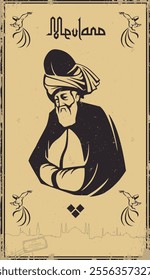 Mevlana Celaleddin-i Rumi and Whirling Dervish Poster Design