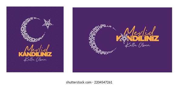 Mevlid kandili kutlu olsun
Vector crescent and star with islamic pattern. translation: happy mawlid candle