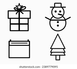 Mew mini Icon Set: ilustración vectorial de icono de Navidad. Diseño para las celebraciones de Navidad y Año Nuevo.
