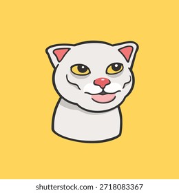Mewing Cat Meme Sticker Vector Cute Illustration