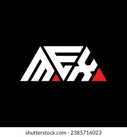 MEX triangle letter logo design with triangle shape. MEX triangle logo design monogram. MEX triangle vector logo template with red color. MEX triangular logo Simple, Elegant, and Luxurious design.