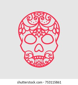 Mexian sugar skull line art illustation