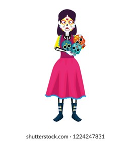 mexica woman with catrina costume