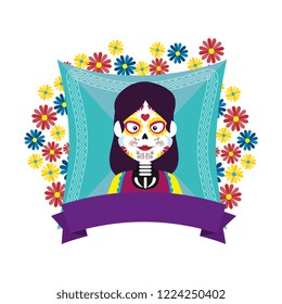 mexica woman with catrina costume