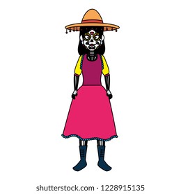 mexica woman with catrina costume