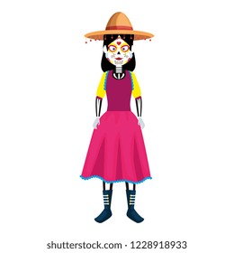 mexica woman with catrina costume