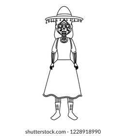 mexica woman with catrina costume