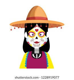 mexica woman with catrina costume