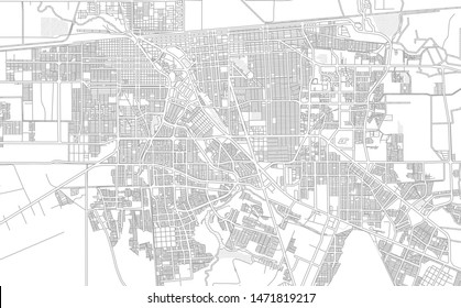 Mexicali, Baja California, Mexico, bright outlined vector map with bigger and minor roads and steets created for infographic backgrounds.