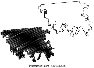 Mexicali City (United Mexican States, Mexico, Baja California State) map vector illustration, scribble sketch City of Mexicali map