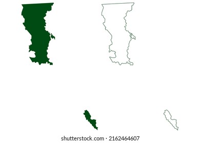 Mexicali municipality (Free and Sovereign State of Baja California, Mexico, United Mexican States) map vector illustration, scribble sketch Mexicali map