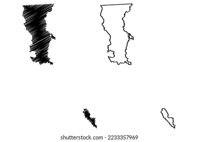 Mexicali municipality (Free and Sovereign State of Baja California, Mexico, United Mexican States) map vector illustration, scribble sketch Mexicali map