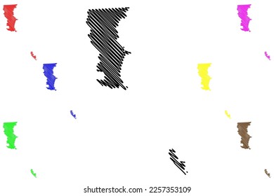 Mexicali municipality (Free and Sovereign State of Baja California, Mexico, United Mexican States) map vector illustration, scribble sketch Mexicali map