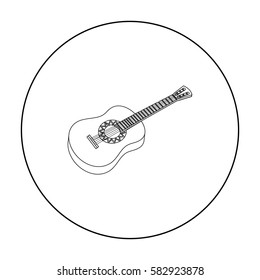 Mexican acoustic guitar icon in outline style isolated on white background. Mexico country symbol stock vector illustration.