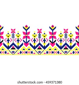 Mexican and African tribal ornament. Aztec embroidery. Ethnic print for design, fashion, clothes, embroidery, banners, posters, cards, backgrounds. Vector illustration.