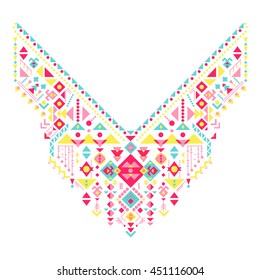 Mexican and African tribal ornament. Native American Indian necklace. Aztec ethnic neck print for fashion, clothes, embroidery. Bohemian style. Vector illustration.