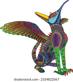 Mexican Alebrije Cat Colibri Animal