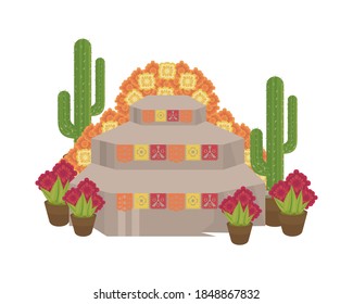 diseño de ilustración vectorial del altar de dia de los muertos en méxico