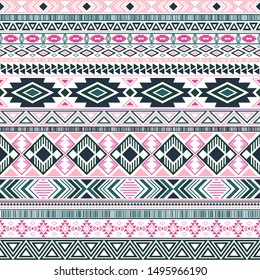 Mexican american indian pattern tribal ethnic motifs geometric seamless background. Impressive native american tribal motifs textile print ethnic traditional design. Mayan clothes pattern design.