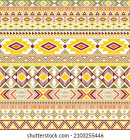 Motivos étnicos tribales de patrón indio mexicano, geométricos y sin costura. Hermosos motivos tribales nativos americanos imprimen el diseño étnico tradicional. Impresión de tela con símbolo azteca.